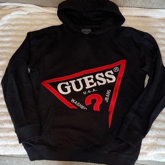 GUESS Black Sweatshirt with Red Triangle Logo - Picture 1 of 3